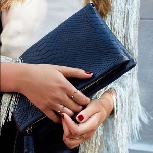 Gigi New York NWOT snakeskin foldover clutch